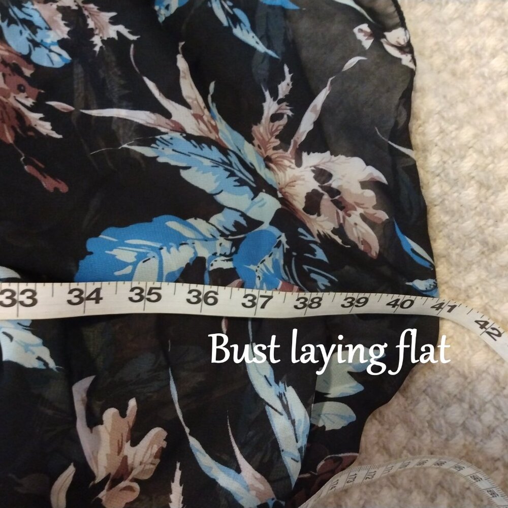 Soul Young Black Floral Sheer Kimono Duster Beach Cover-Up XL Boho Cottagecore - Picture 9 of 10